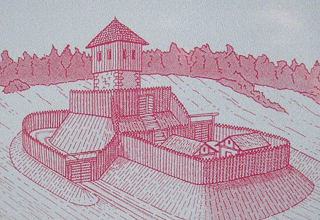 A Motte and Bailey hilltop castle, Schlösslesberg, source: Wikimedia Commons
